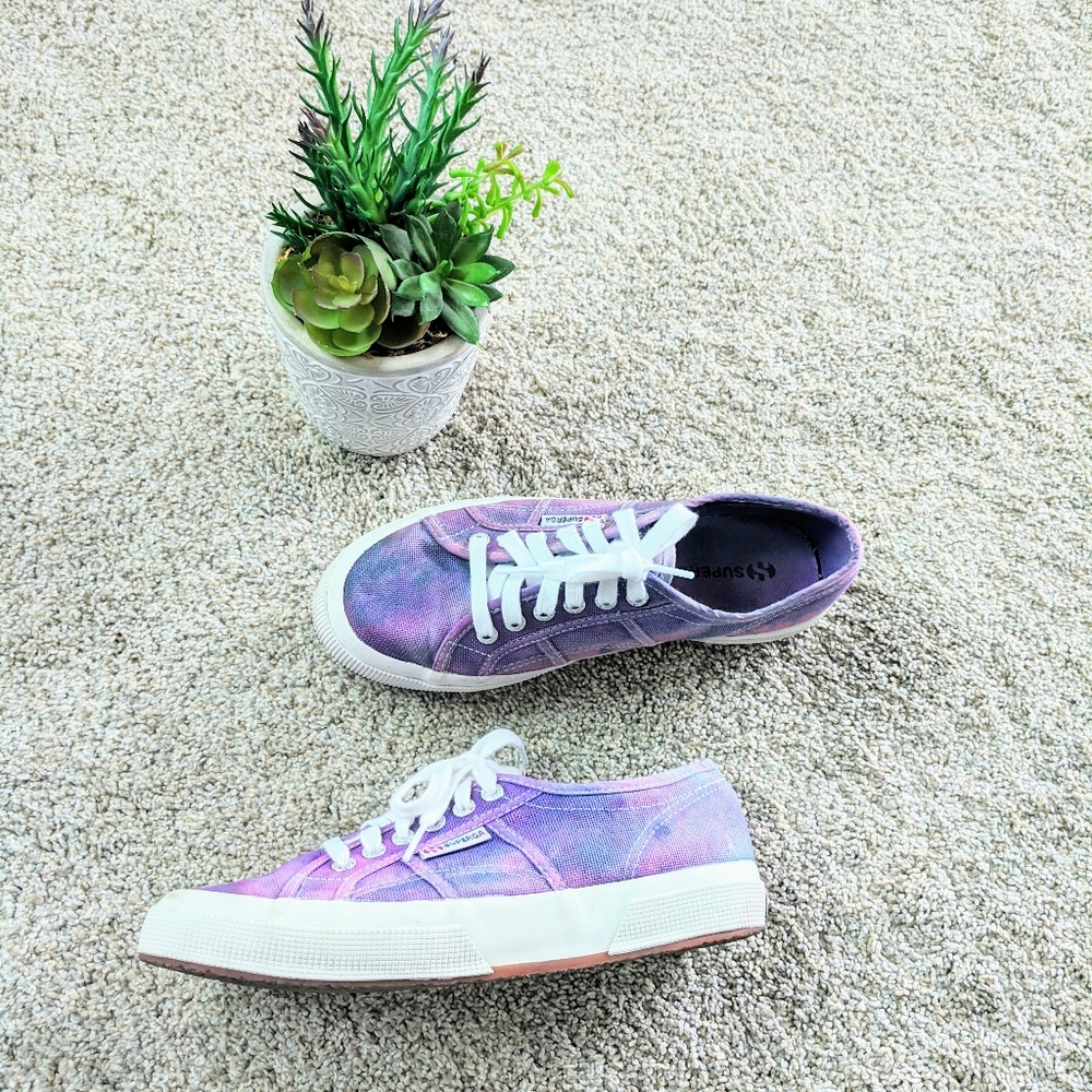 Superga Purple Tie-dye Sneakers 39.5 Festival Platform